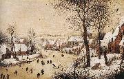 BRUEGEL, Pieter the Elder Winter Landscape with Skaters and Bird Trap oil